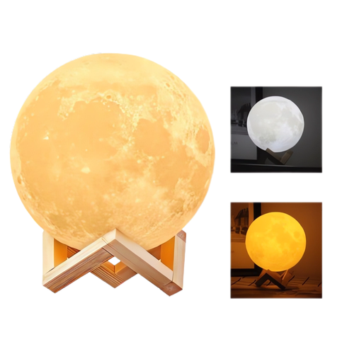 Luminária de Mesa Lua cheia, 2 opções de cores. Luz branca e Luz Amarela. 