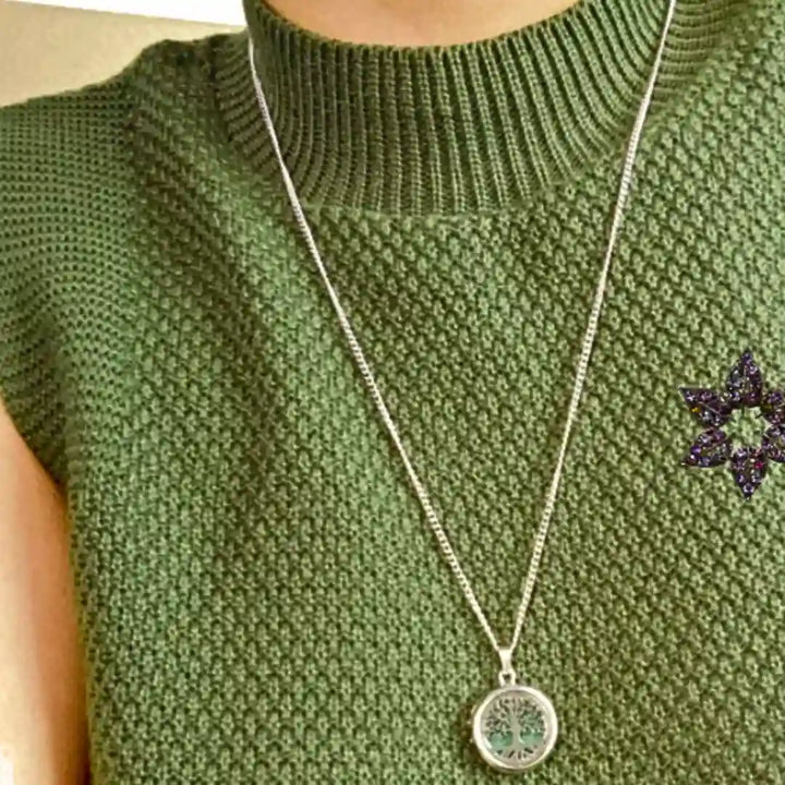 Colar Feminino em Aço Inoxidável Difusor Aromático Árvore da Vida