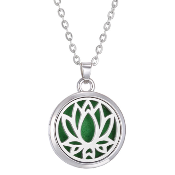 Colar Feminino em Aço Inoxidável Difusor Aromático Flor de Lótus