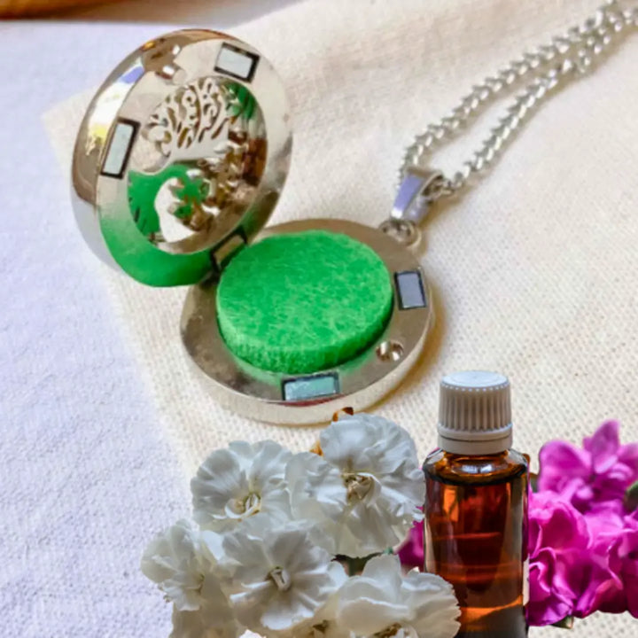 Colar Feminino em Aço Inoxidável Difusor Aromático Árvore da Vida Óleo Essencial