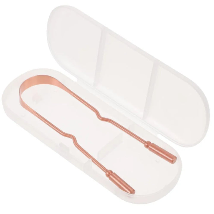 Como tirar o mal hálito? Use nosso raspador de língua diariamente para prevenir o acúmulo de bactérias e melhorar a frescura bucal.